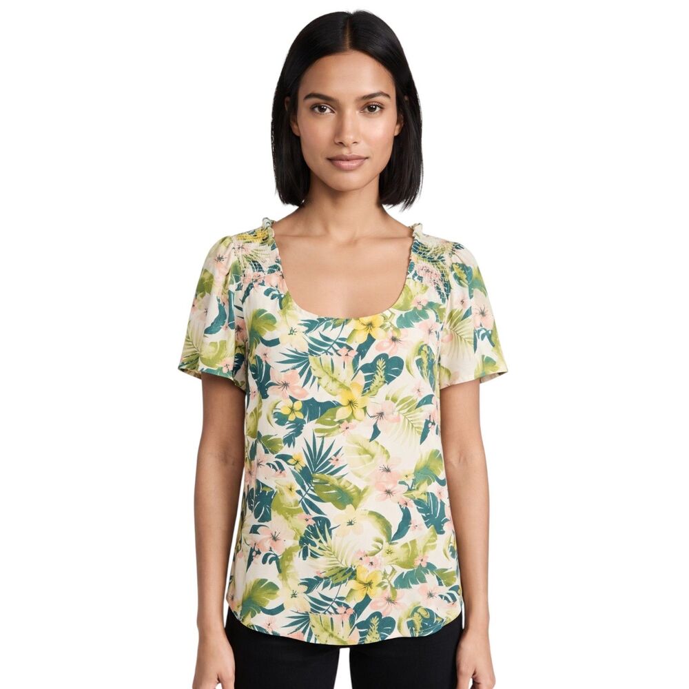 Pleione Floral Flutter Sleeve Blouse, Medium